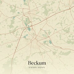 Obraz premium Vintage map of Beckum, Germany.