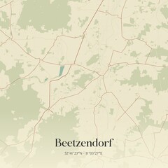 Fototapeta premium Vintage map of Beetzendorf, Germany.