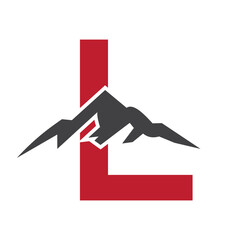 Initial Monogram Letter L Mountain Logo. Explore Mountain Adventure Symbol
