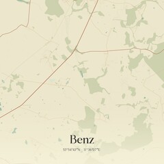 Vintage map of Benz, Germany.