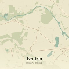 Vintage map of Bentzin, Germany.