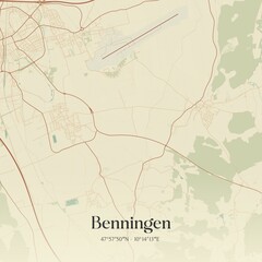 Vintage map of Benningen, Germany.