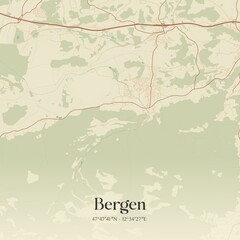 Fototapeta premium Vintage map of Bergen, Germany.