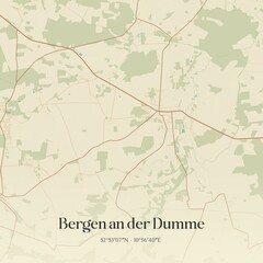 Vintage map of Bergen an der Dumme, Germany.