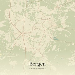 Vintage map of Bergen, Germany.