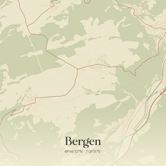Fototapeta premium Vintage map of Bergen, Germany.