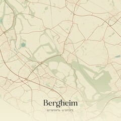 Vintage map of Bergheim, Germany.