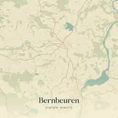 Vintage map of Bernbeuren, Germany.