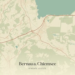 Fototapeta premium Vintage map of Bernau a. Chiemsee, Germany.