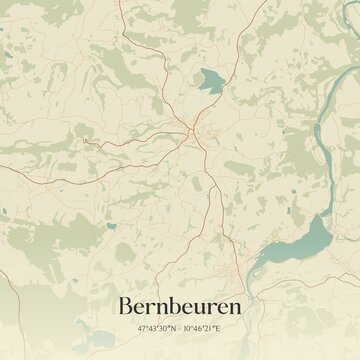 Vintage map of Bernbeuren, Germany.