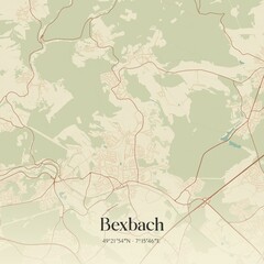 Vintage map of Bexbach, Germany.