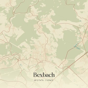 Vintage map of Bexbach, Germany.