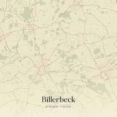 Vintage map of Billerbeck, Germany.