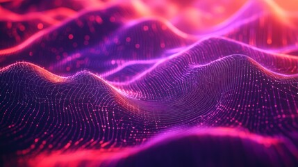 Abstract Pink Purple Digital Wave Background