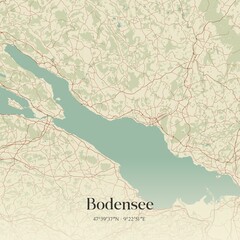 Vintage map of Bodensee, Germany.