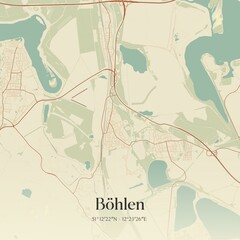 Vintage map of Bohlen, Germany.