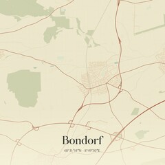 Obraz premium Vintage map of Bondorf, Germany.