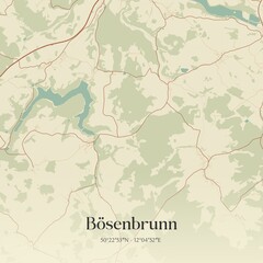Fototapeta premium Vintage map of Bosenbrunn, Germany.