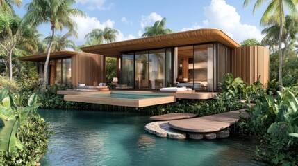 Luxury Overwater Bungalow Tropical Getaway: Private Pool, Panoramic Views