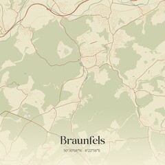 Vintage map of Braunfels, Germany.