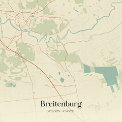 Vintage map of Breitenburg, Germany.