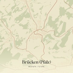 Vintage map of Brucken (Pfalz), Germany.