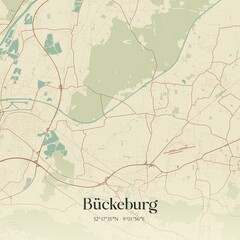 Vintage map of Buckeburg, Germany.