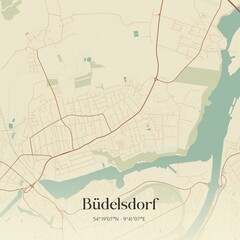 Vintage map of Budelsdorf, Germany.
