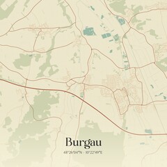 Vintage map of Burgau, Germany.