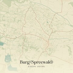 Vintage map of Burg (Spreewald), Germany.