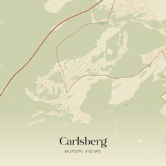 Vintage map of Carlsberg, Germany.