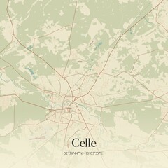 Fototapeta premium Vintage map of Celle, Germany.