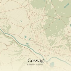 Fototapeta premium Vintage map of Coswig, Germany.