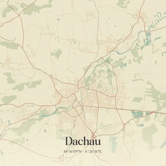 Vintage map of Dachau, Germany.