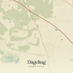 Vintage map of Dageling, Germany.