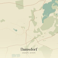 Vintage map of Damsdorf, Germany.