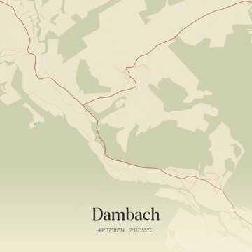 Vintage map of Dambach, Germany.
