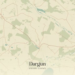 Vintage map of Dargun, Germany.