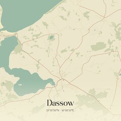 Fototapeta premium Vintage map of Dassow, Germany.