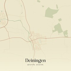 Vintage map of Deiningen, Germany.