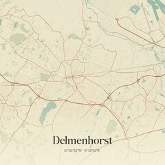 Fototapeta premium Vintage map of Delmenhorst, Germany.