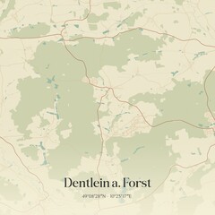 Vintage map of Dentlein a. Forst, Germany.