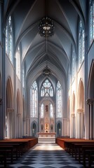 Fototapeta premium Serene church interior bathed in light