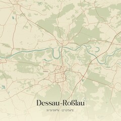 Fototapeta premium Vintage map of Dessau-Roßlau, Germany.