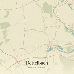 Vintage map of Dettelbach, Germany.