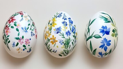 Fototapeta premium Hand Painted Floral Easter Eggs Displayed