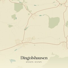 Vintage map of Dingolshausen, Germany.