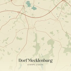 Vintage map of Dorf Mecklenburg, Germany.