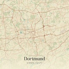 Vintage map of Dortmund, Germany.