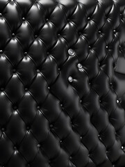Black leather pattern - background. pattern, luxury, textured, furniture, close-up, material, textile, design, black color, modern, dark, decoration, ai